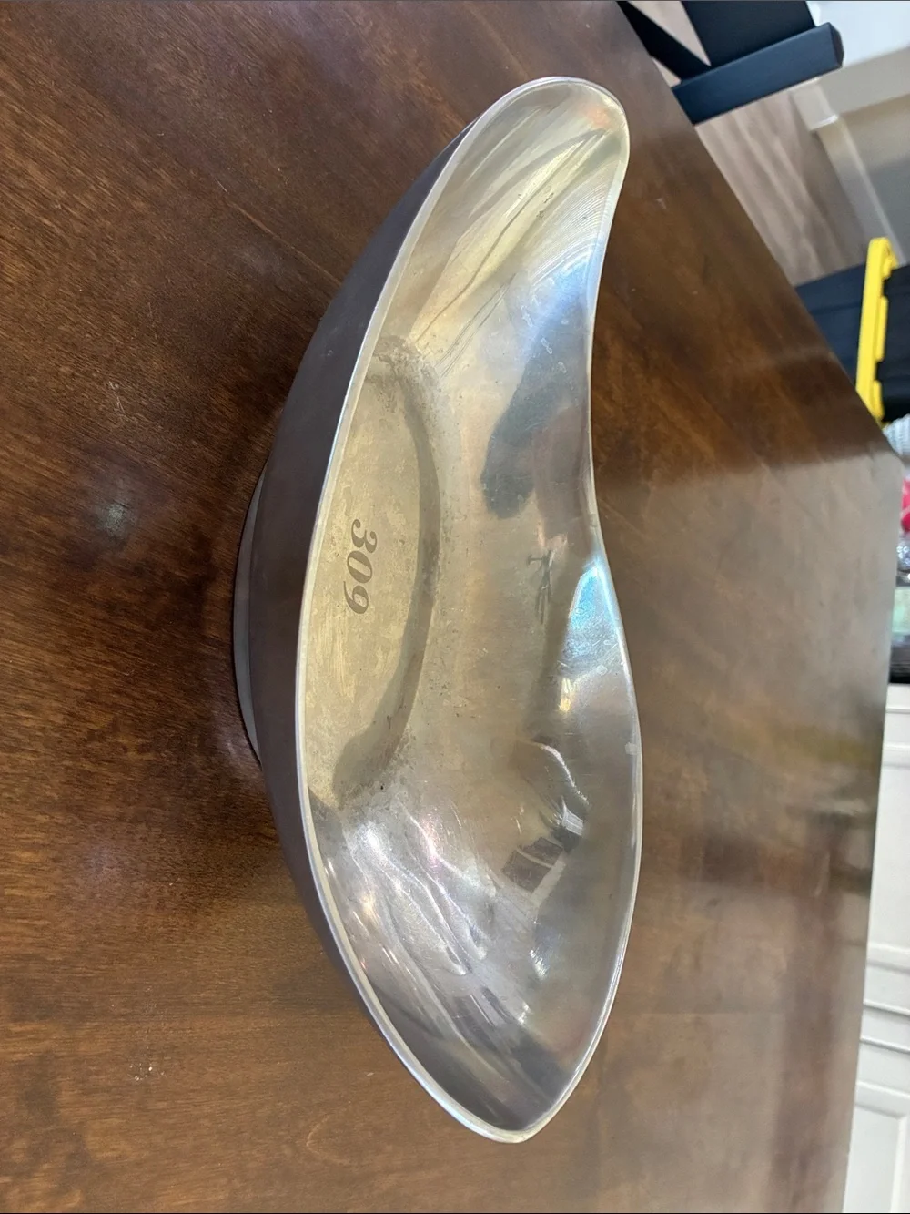 Beautiful Silver-Tone Decorative Serving Bowl - Modern Curved Design